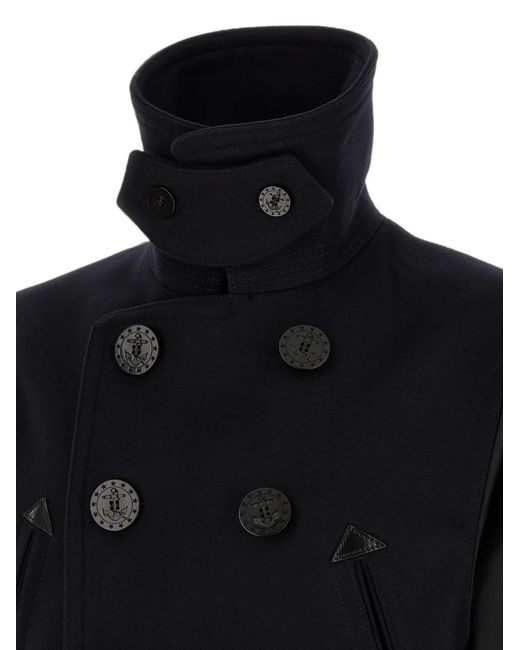 DSquared² Blue Hybrid Double-Breasted Coat for men