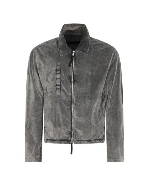 Thom Krom Gray Faded-Effect Zip-Up Denim Jacket for men