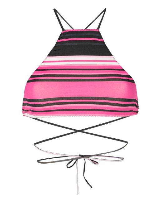 Clube Bossa Pink Chung Stripe-print Bikini Top