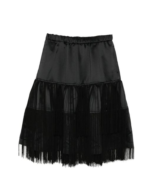 COMME DES GARÇON BLACK Black Fringe-Detailed Tiered Skirt