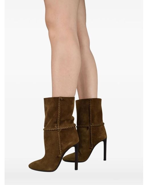 Saint Laurent Brown Lacing Leather Boots