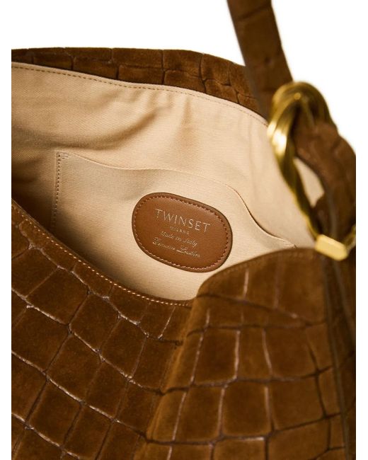 Twinset Brown Liliane Croc-Effect Leather Tote Bag