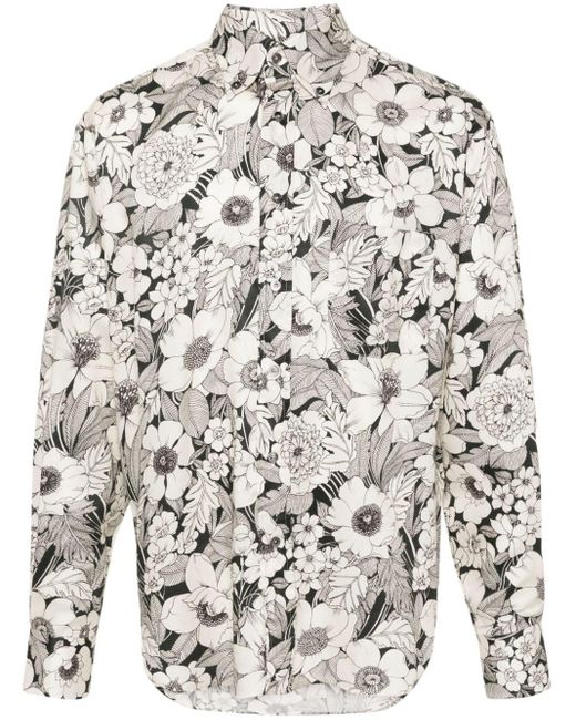 Tom Ford Lyocell-Hemd mit Blumen-Print in Gray für Herren