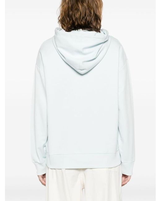 Moncler White Embroidered-logo Cotton Hoodie
