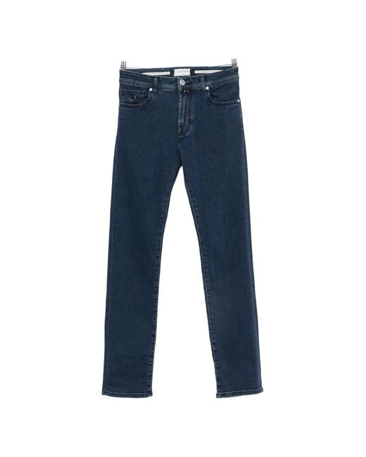 Jacob Cohen Blue Logo-Patch Jeans for men