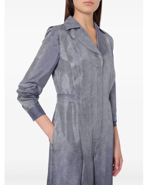 Alberta Ferretti Blue Metallic-Finish Jumpsuit