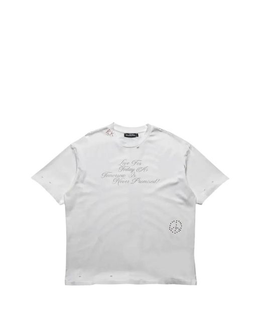 Boredom Kills White Skeleton-Print T-Shirt for men