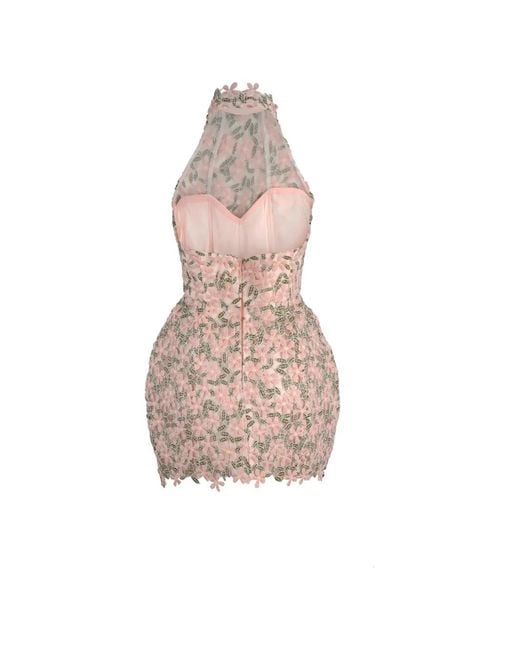 ATOIR Pink Floral-Lace Halterneck Dress