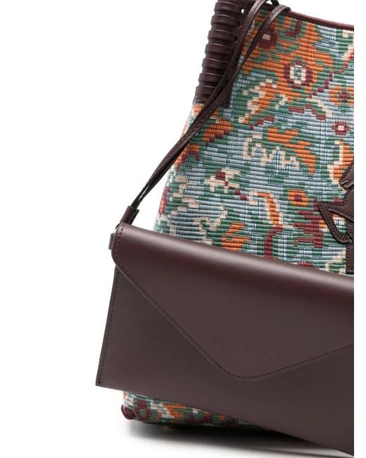 Etro White Patterned Emblem Shoulder Bag