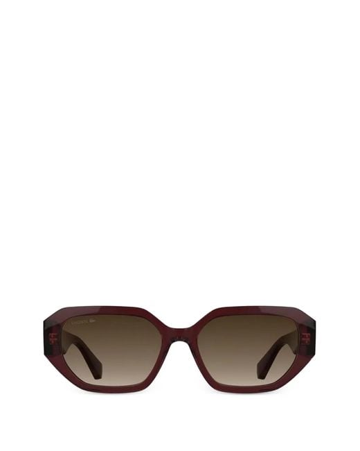 Lacoste Red Geometric-Frame Sunglasses