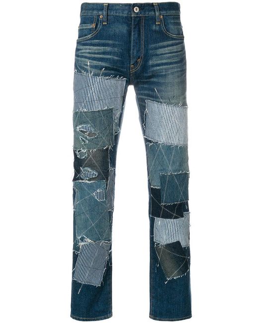 Junya Watanabe Blue Junya Watanabe Comme Des Garcons Man X Levi's Patchwork Jeans for men