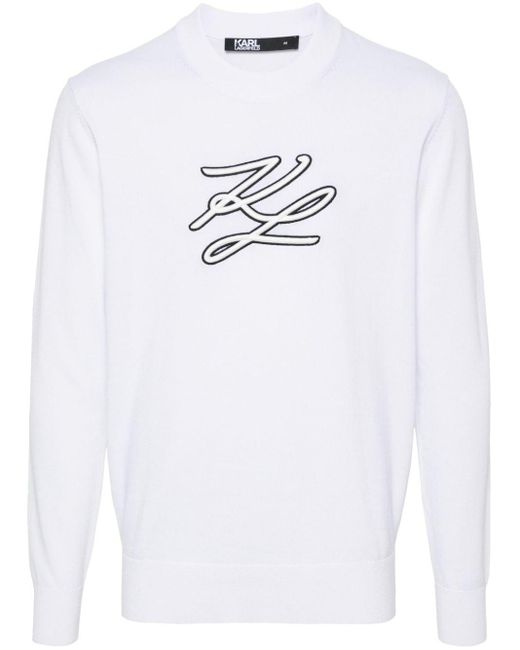 Karl Lagerfeld Pullover mit Logo-Stickerei in White für Herren