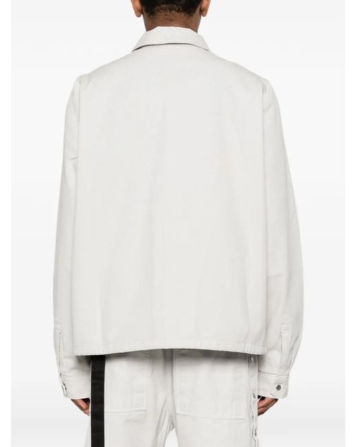 Rick Owens White Zip-Up Shirt Jacket for men