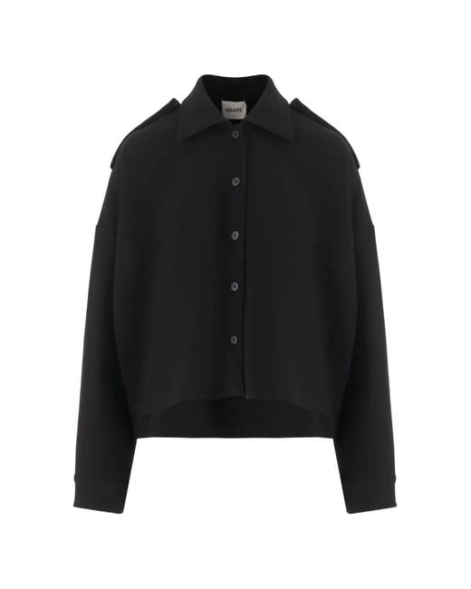 Khaite Black Epaulette Button-Up Shirt