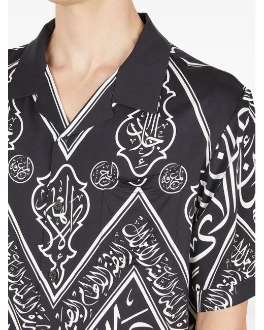 GmbH Black Script-Print Short-Sleeve Shirt for men