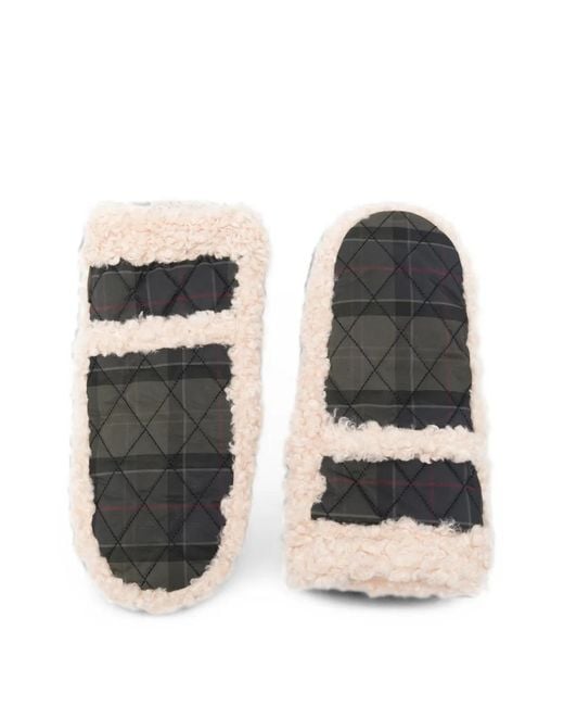 Barbour Black Quilted Tartan Mittens