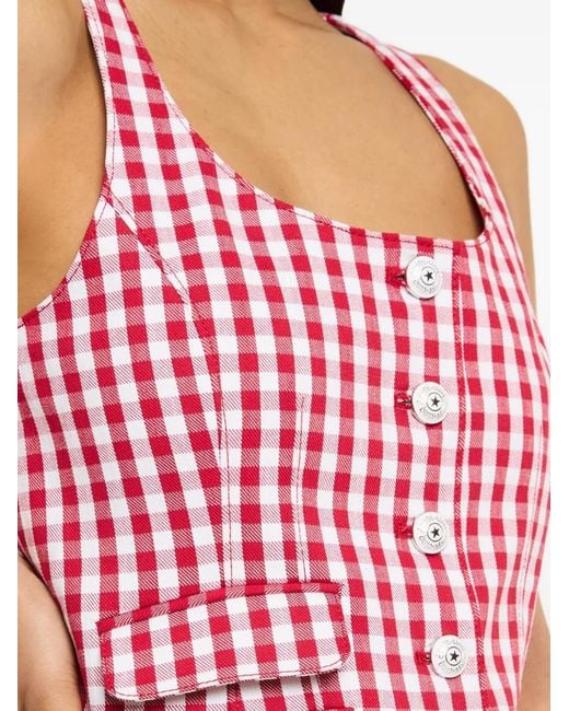 Cinq À Sept Red Lovina Gingham Top