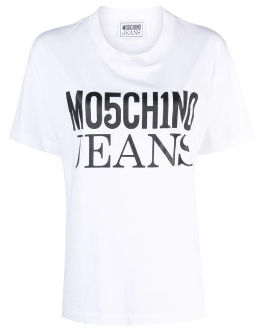 Moschino Jeans T-shirt Met Logoprint in het White