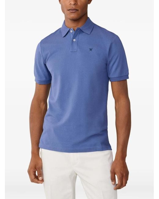 Hackett Blue Logo-Embroidered Slim-Fit Polo Shirt for men