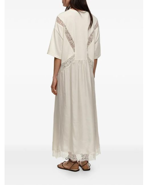 Bimba Y Lola White Lace-Trim Midi Dress