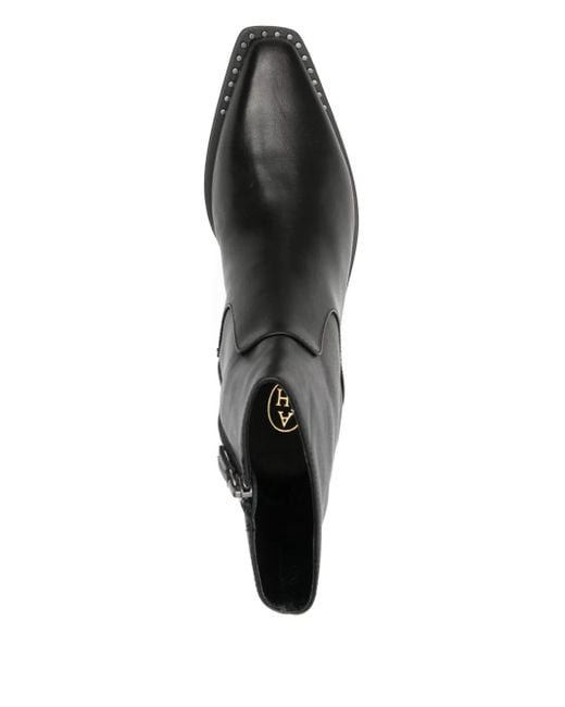 Ash Black Hasley Leather Ankle Boots