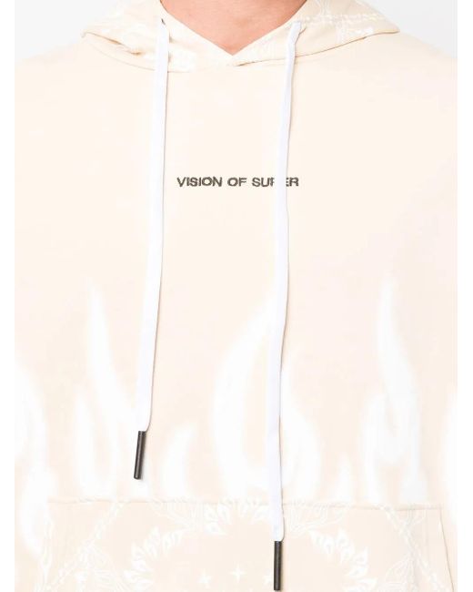 Vision Of Super Natural Flame Graphic-Print Cotton Hoodie for men