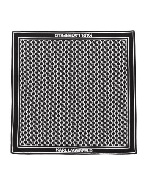 Karl Lagerfeld Black Monogram Silk Scarf