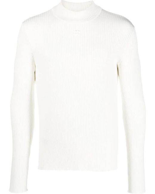 Maglione A Coste Con Applicazione di Courreges in White da Uomo
