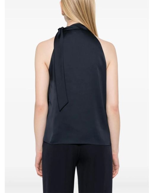 Theory Blue Textured-Satin Halter Top