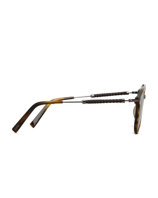 Tod's Brown Braided Round-Frame Sunglasses for men