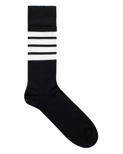 Thom Browne Black Striped Mid-Calf Socks for men