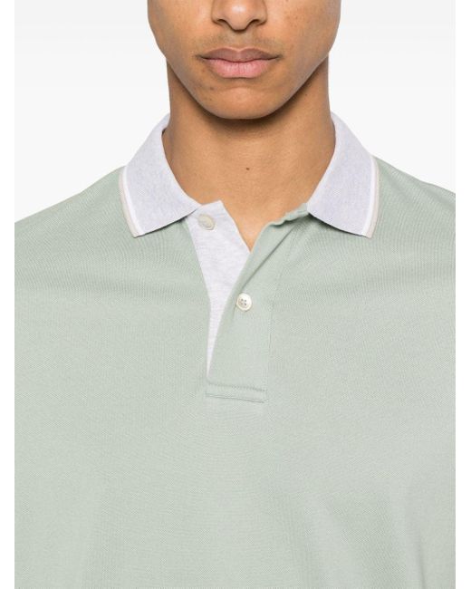 Eleventy Poloshirt mit Streifendetail in Green für Herren