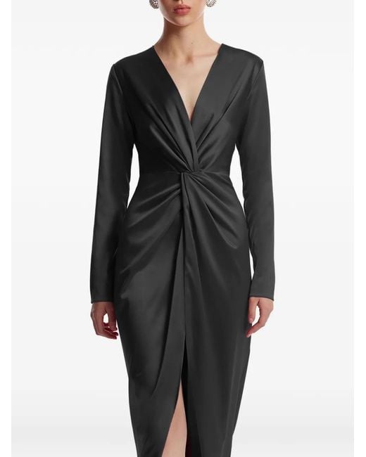 Framboise Black V-Neck Split Dress