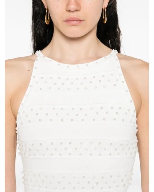 Sandro White Maxikleid Mit Perlen