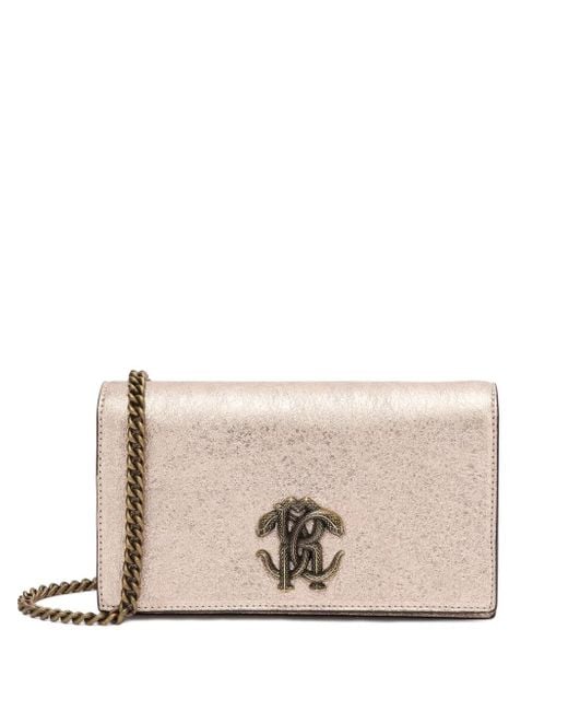 Roberto Cavalli Natural Mirror Snake-Plaque Shoulder Bag