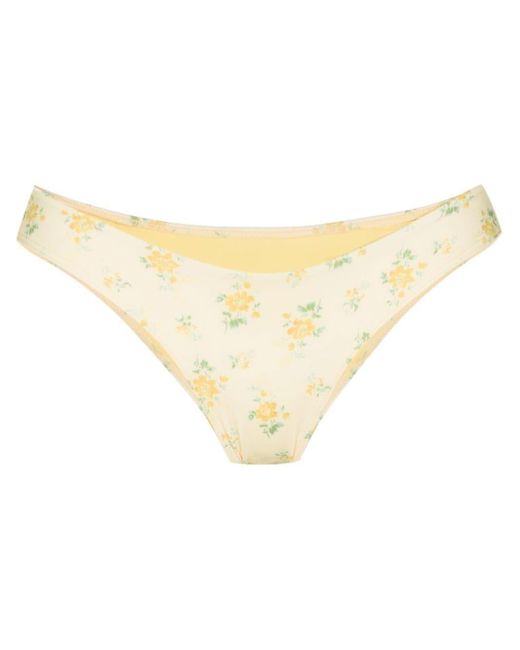 Frankies Bikinis Katarina Floral Print Bikini Bottoms In Yellow Lyst