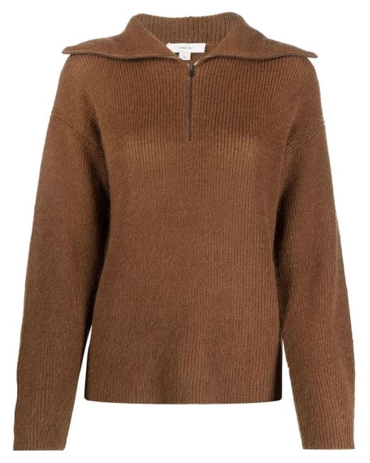 Vince Brown Half-Zip Pullover Jumper