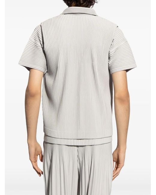 Homme Plissé Issey Miyake White Pleated V-Neck Vest for men