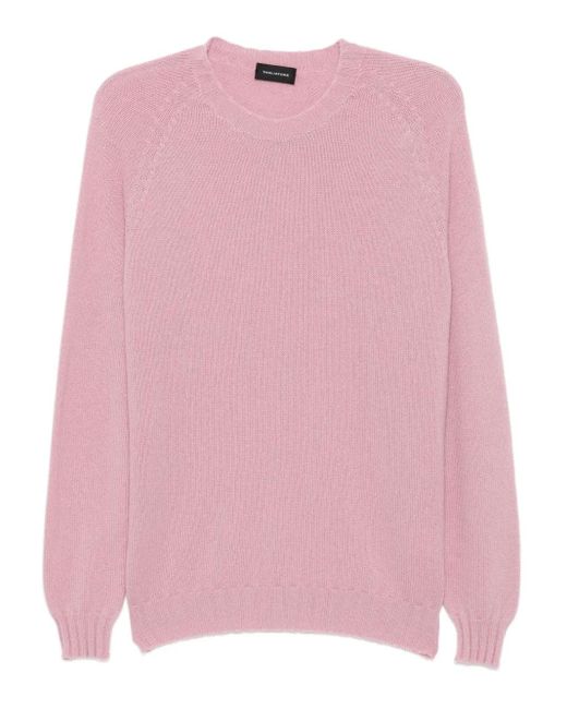 Tagliatore Pink Raglan-Sleeve Cashmere Sweater for men