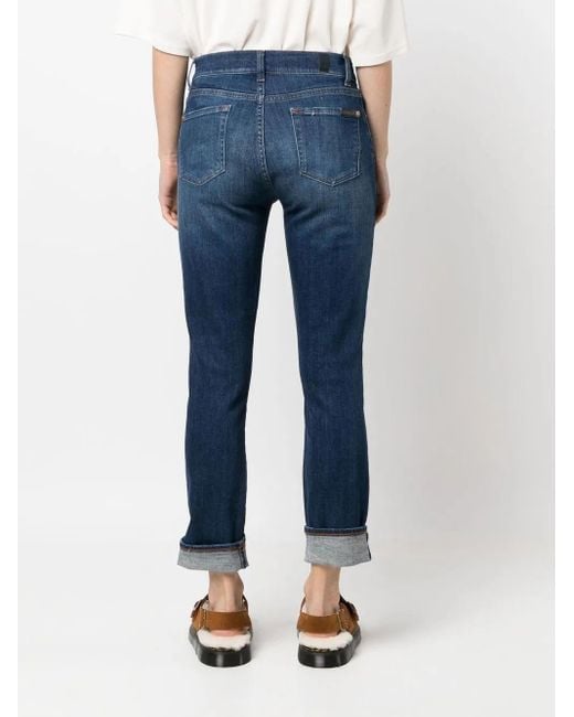 Vaqueros capri de talle medio 7 For All Mankind de color Blue