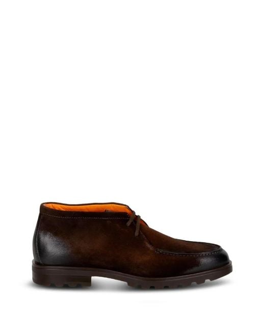 Santoni Brown Gradient-Effect Leather Boots for men