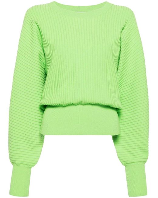 Essentiel Antwerp Green Favour Ribbed-knit Jumper