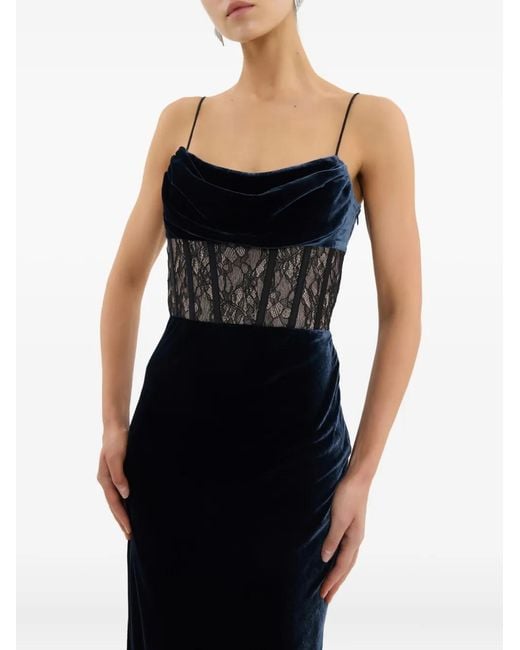 Rebecca Vallance Black Lace Panel Minerva Midi Dress