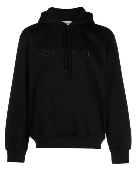 Carhartt Black Hooded Cotton Sweatshirt With Logo for men