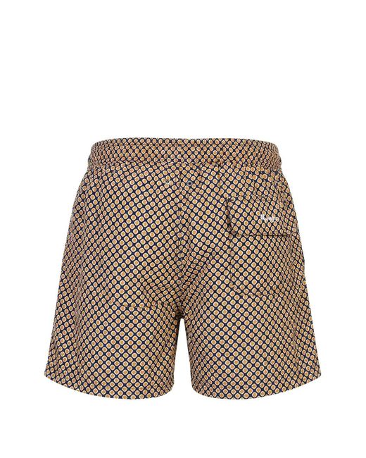 Kiton White Geometric-Print Swim Shorts for men