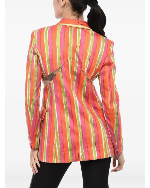 DSquared² Blue Striped Cut-Out Blazer