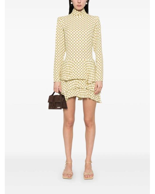 Elisabetta Franchi Natural Monogram-Print Midi Dress