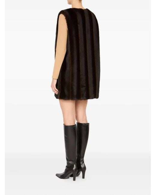 MM6 by Maison Margiela Black Faux-Fur Mini Dress