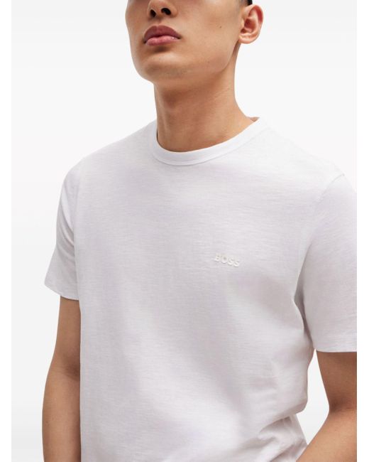 T-shirt en coton à logo emé Boss pour homme en coloris White