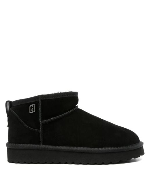 Liu Jo Black Suede Ankle Boots With Logo